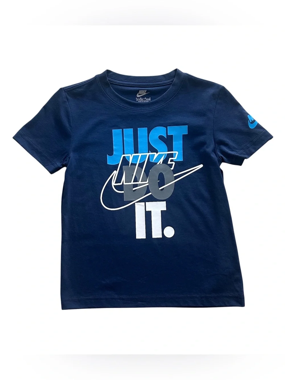 Nike Boys Size 6 2 Piece Set NWT Tee & Shorts Logo Athletic Outfit Blue Gray